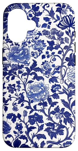 Blaue Chinoiserie Blumenmuster Vintage Floral Hülle für iPhone 16 von Chinoiserie Flower Pattern Gifts