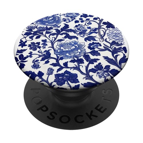 Blaue Chinoiserie Blumenmuster Vintage Floral PopSockets Klebender PopGrip Blaue Chinoiserie Blumenmuster Vintage Floral PopSockets Klebender PopGrip von Chinoiserie Flower Pattern Gifts