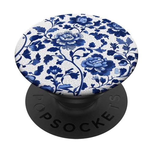 Blaue Chinoiserie Blumenmuster Vintage Floral PopSockets Klebender PopGrip Blaue Chinoiserie Blumenmuster Vintage Floral PopSockets Klebender PopGrip von Chinoiserie Flower Pattern Gifts