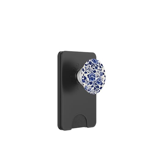 Blaue Chinoiserie Blumenmuster Vintage Floral PopSockets PopWallet für MagSafe von Chinoiserie Flower Pattern Gifts