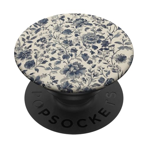 Chinoiserie Blumenmuster Vintage Floral Beige Blau PopSockets Klebender PopGrip von Chinoiserie Flower Pattern Gifts