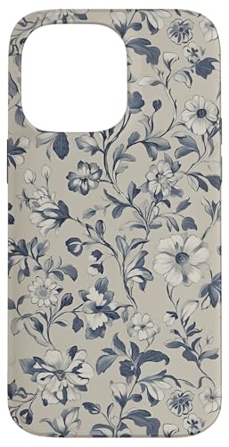 Chinoiserie Blumenmuster Vintage Floral Blau Beige Hülle für iPhone 14 Pro Max von Chinoiserie Flower Pattern Gifts