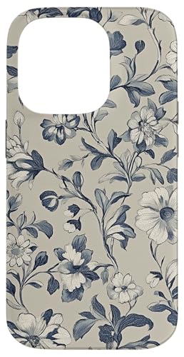 Chinoiserie Blumenmuster Vintage Floral Blau Beige Hülle für iPhone 14 Pro von Chinoiserie Flower Pattern Gifts