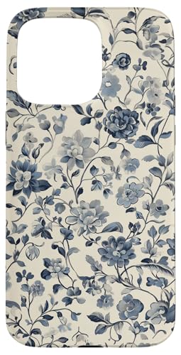 Chinoiserie Blumenmuster Vintage Floral Blau Beige Hülle für iPhone 15 Pro Max von Chinoiserie Flower Pattern Gifts