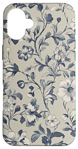 Chinoiserie Blumenmuster Vintage Floral Blau Beige Hülle für iPhone 16 Plus von Chinoiserie Flower Pattern Gifts