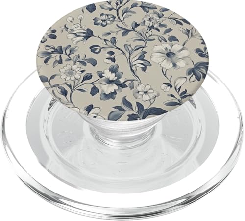 Chinoiserie Blumenmuster Vintage Floral Blau Beige PopSockets PopGrip für MagSafe von Chinoiserie Flower Pattern Gifts