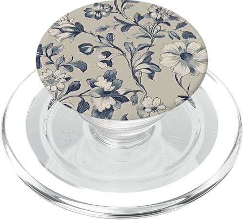 Chinoiserie Blumenmuster Vintage Floral Blau Beige PopSockets PopGrip für MagSafe von Chinoiserie Flower Pattern Gifts