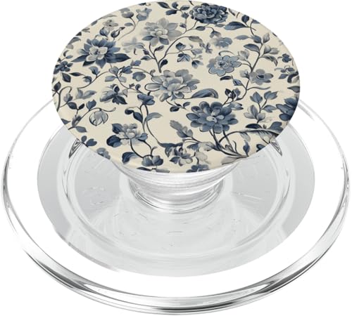 Chinoiserie Blumenmuster Vintage Floral Blau Beige PopSockets PopGrip für MagSafe von Chinoiserie Flower Pattern Gifts