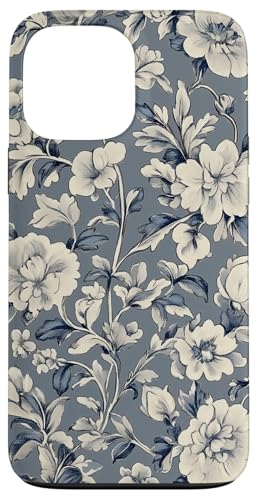 Chinoiserie Blumenmuster Vintage Floral Blau Grau Hülle für iPhone 13 Pro Max von Chinoiserie Flower Pattern Gifts