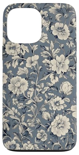Chinoiserie Blumenmuster Vintage Floral Blau Grau Hülle für iPhone 13 Pro Max von Chinoiserie Flower Pattern Gifts