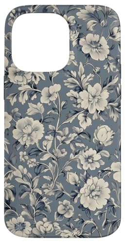 Chinoiserie Blumenmuster Vintage Floral Blau Grau Hülle für iPhone 14 Pro Max von Chinoiserie Flower Pattern Gifts