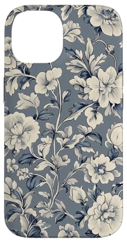 Chinoiserie Blumenmuster Vintage Floral Blau Grau Hülle für iPhone 14 von Chinoiserie Flower Pattern Gifts