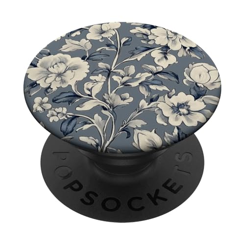 Chinoiserie Blumenmuster Vintage Floral Blau Grau PopSockets Klebender PopGrip Chinoiserie Blumenmuster Vintage Floral Blau Grau PopSockets Klebender PopGrip von Chinoiserie Flower Pattern Gifts