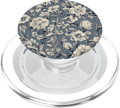 Chinoiserie Blumenmuster Vintage Floral Blau Grau PopSockets PopGrip für MagSafe von Chinoiserie Flower Pattern Gifts