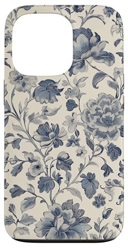 Chinoiserie Blumenmuster Vintage Floral Grau Beige Hülle für iPhone 13 Pro von Chinoiserie Flower Pattern Gifts