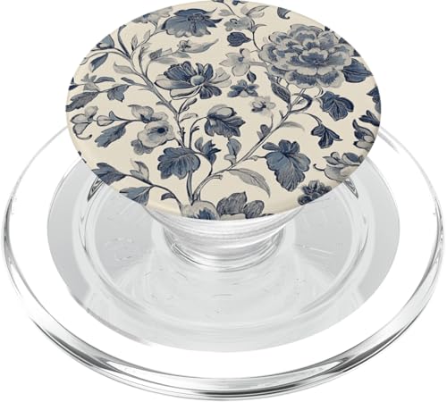 Chinoiserie Blumenmuster Vintage Floral Grau Beige PopSockets PopGrip für MagSafe von Chinoiserie Flower Pattern Gifts