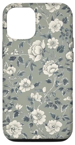 Chinoiserie Blumenmuster Vintage Floral Grau Grün Hülle für iPhone 12/12 Pro von Chinoiserie Flower Pattern Gifts