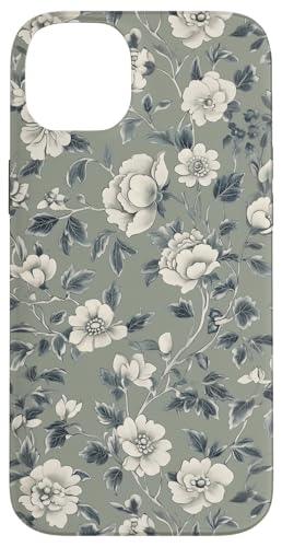 Chinoiserie Blumenmuster Vintage Floral Grau Grün Hülle für iPhone 14 Plus von Chinoiserie Flower Pattern Gifts