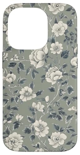 Chinoiserie Blumenmuster Vintage Floral Grau Grün Hülle für iPhone 14 Pro von Chinoiserie Flower Pattern Gifts