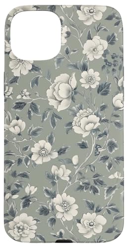 Chinoiserie Blumenmuster Vintage Floral Grau Grün Hülle für iPhone 15 Plus von Chinoiserie Flower Pattern Gifts