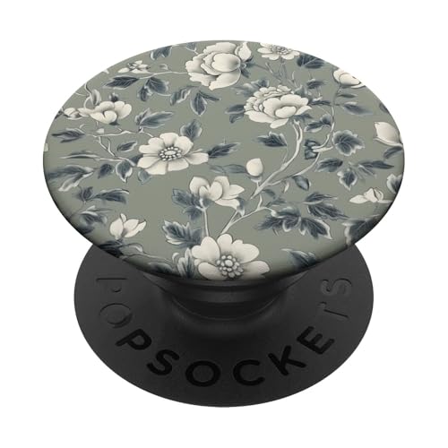 Chinoiserie Blumenmuster Vintage Floral Grau Grün PopSockets Klebender PopGrip Chinoiserie Blumenmuster Vintage Floral Grau Grün PopSockets Klebender PopGrip von Chinoiserie Flower Pattern Gifts