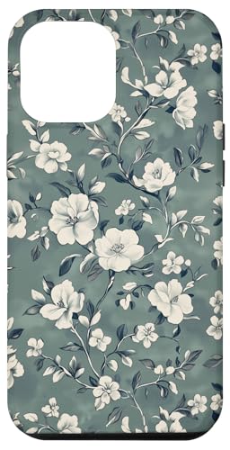 Chinoiserie Blumenmuster Vintage Floral Grau Salbeigrün Hülle für iPhone 12 Pro Max von Chinoiserie Flower Pattern Gifts