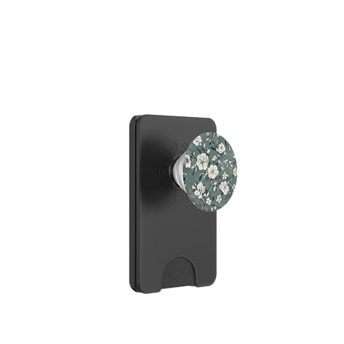 Chinoiserie Blumenmuster Vintage Floral Grau Salbeigrün PopSockets PopWallet für MagSafe von Chinoiserie Flower Pattern Gifts