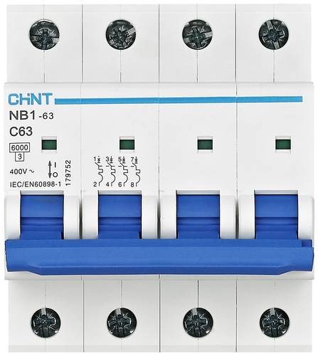 Chint 179740 NB1-63 4P C10 6kA DB Leitungsschutzschalter 4polig 10A 240 V, 415V von Chint