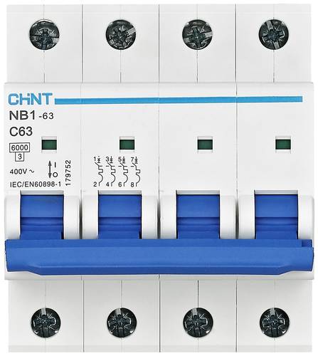 Chint 179747 NB1-63 4P C32 6kA DB Leitungsschutzschalter 4polig 32A 240 V, 415V von Chint