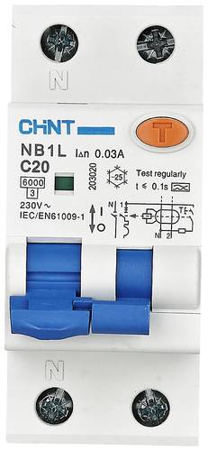 Chint 203018 FI-Schutzschalter/Leitungsschutzschalter 1polig 13A 0.03A 240 V, 415V von Chint