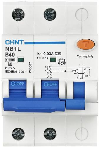 Chint 205001 FI-Schutzschalter/Leitungsschutzschalter 2polig 10A 0.03A 240 V, 415V von Chint