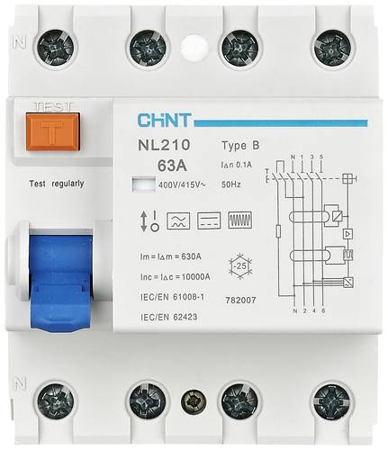 Chint 782002 NL210 3PN 25A 30mA B 10kA FI-Schutzschalter B/10 kA 3polig 25A 0.03A 415V von Chint