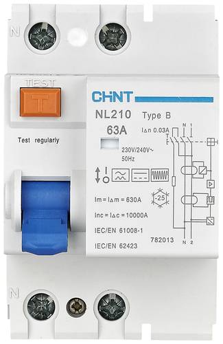 Chint 782017 NL210 1PN 25A 300mA B 10kA FI-Schutzschalter B/10 kA 1polig 25A 0.3A 240V von Chint