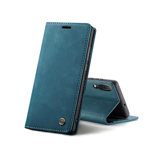 Chocoyi Kompatibel mit Huawei P20 Hülle Leder,Magnetverschluss Premium PU Leder Flip Case,Standfunktion.-Blau von Chocoyi