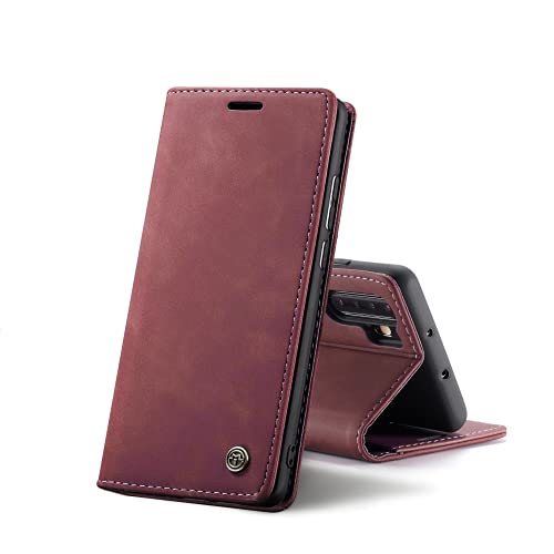 Chocoyi Kompatibel mit Huawei P30 Pro Hülle Leder,Magnetverschluss Premium PU Leder Flip Case,Standfunktion.-rot von Chocoyi