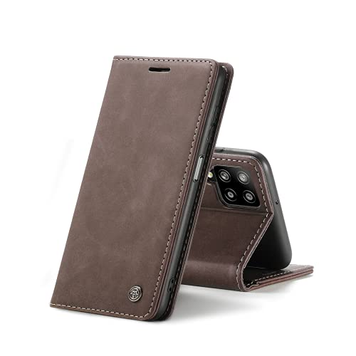 Chocoyi Kompatibel mit Samsung Galaxy A12 5G Hülle Leder,Magnetverschluss Premium PU Leder Flip Case,Standfunktion.-Kaffee Braun von Chocoyi