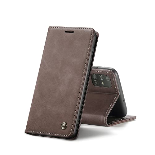 Chocoyi Kompatibel mit Samsung Galaxy A51 Hülle Leder,Magnetverschluss Premium PU Leder Flip Case,Standfunktion.-Kaffee Braun von Chocoyi