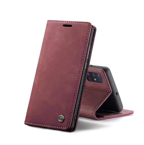 Chocoyi Kompatibel mit Samsung Galaxy A71 Hülle Leder,Magnetverschluss Premium PU Leder Flip Case,Standfunktion.-rot von Chocoyi