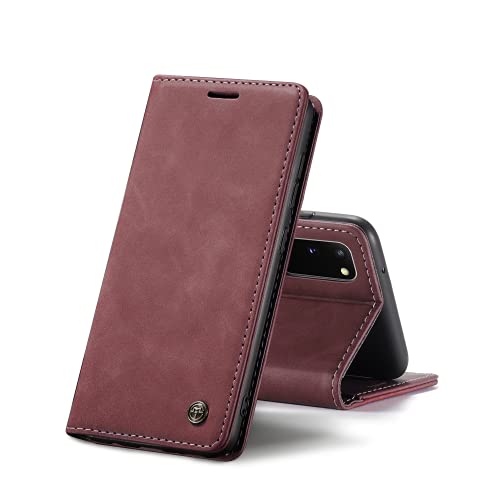 Chocoyi Kompatibel mit Samsung Galaxy S20 Hülle Leder,Magnetverschluss Premium PU Leder Flip Case,Standfunktion.-rot von Chocoyi