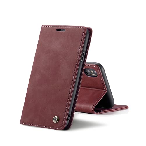 Chocoyi Kompatibel mit iPhone X/XS 5.8 Hülle Leder,Magnetverschluss Premium PU Leder Flip Case,Standfunktion.-rot Chocoyi Kompatibel mit iPhone X/XS 5.8 Hülle Leder,Magnetverschluss Premium PU Leder Flip Case,Standfunktion.-rot von Chocoyi