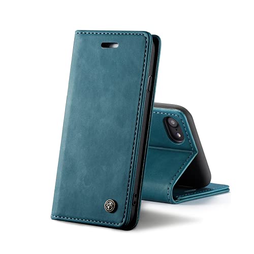 Chocoyi Schutzhülle aus Kunstleder für iPhone 6/6S/7/8 Plus, Schutzhülle, PU-Leder, Brieftasche, Magnetverschluss, Kartenfächer, Standfunktion, Blau von Chocoyi