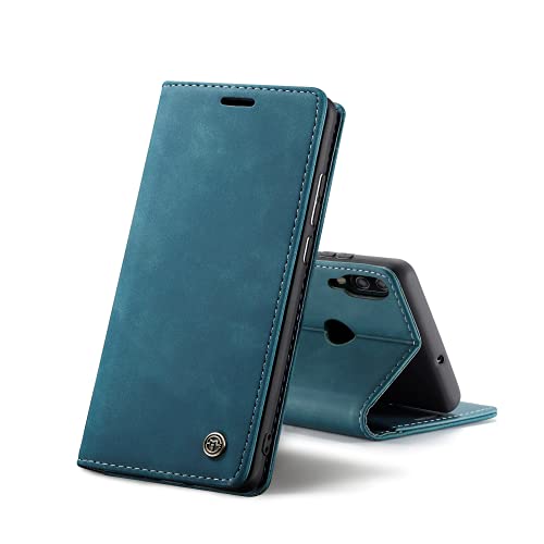 Chocoyi Schutzhülle aus Leder für Huawei P Smart 2019, Schutzhülle aus PU-Leder, Brieftasche, Magnetverschluss, Kartenfächer, Standfunktion, Blau von Chocoyi