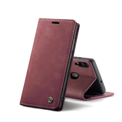 Chocoyi Schutzhülle aus Leder für Samsung Galaxy A40, Schutzhülle aus PU-Leder, Brieftasche, Magnetverschluss, Kartenfächer, Standfunktion, Rot von Chocoyi