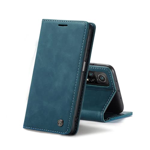 Chocoyi Schutzhülle aus Leder für Xiaomi MI 10T/10T Pro 5G, Schutzhülle aus PU-Leder, Brieftasche, Magnetverschluss, Kartenfächer, Standfunktion, Blau von Chocoyi