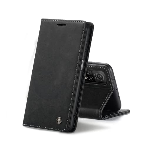 Chocoyi Schutzhülle aus Leder für Xiaomi MI 10T/10T Pro 5G, Schutz aus PU-Leder, Brieftasche, Magnetverschluss, Kartenfächer, Standfunktion, Schwarz von Chocoyi