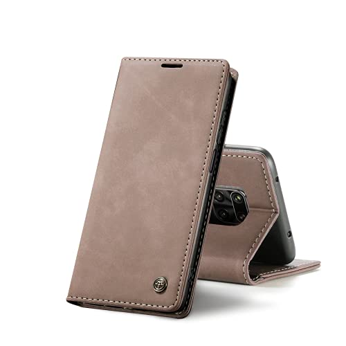 Chocoyi Schutzhülle aus Leder für Xiaomi Redmi Note 9S/Note 9 Pro, Schutzhülle, PU-Leder, Brieftasche, Magnetverschluss, Kartenfächer, Standfunktion, Braun von Chocoyi