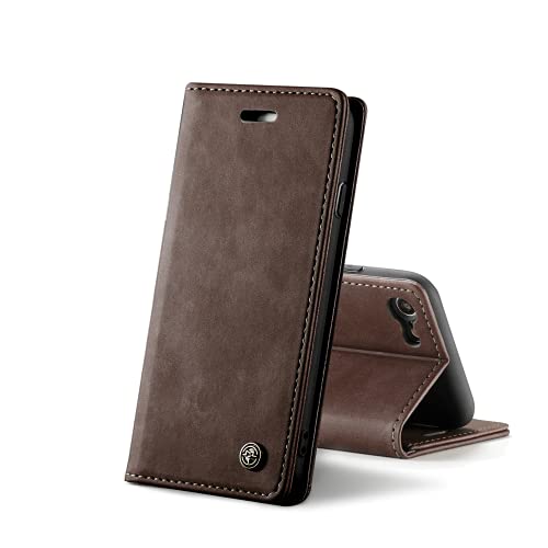 Chocoyi Schutzhülle aus Leder für iPhone 6/6S/7/8 Plus, Schutzhülle, PU-Leder, Brieftasche, Magnetverschluss, Kartenschlitze, Standfunktion, Kaffeebraun von Chocoyi