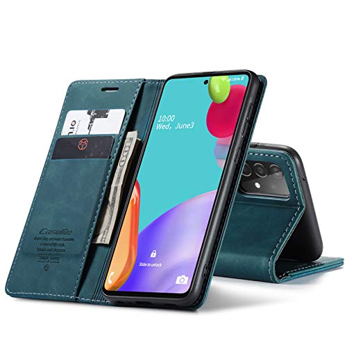 Chocoyi Schutzhülle aus PU-Leder für Samsung Galaxy A52 4G/5G, mit Magnetverschluss, Kartenfächer, Standfunktion, Blau von Chocoyi