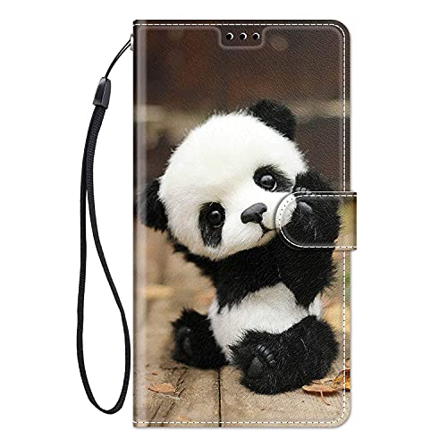 ChoosEU Handyhülle für Huawei Y6 2019 / Honor 8A Leder Hülle, Muster Handytasche Flip Case Schutzhülle Silikon Bumper Motive Klapphülle, Stoßfeste Klappbar Lederhülle Cover - Panda von Choeeu