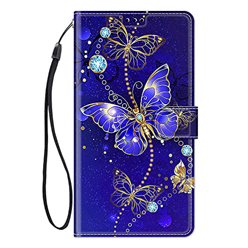 ChoosEU Handyhülle für Samsung Galaxy A7 2018 / A750 Leder Hülle, Muster Handytasche Flip Case Schutzhülle Silikon Bumper Motive Klapphülle, Stoßfeste Klappbar Lederhülle Cover - Lila Schmetterling von Choeeu